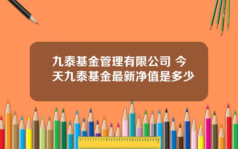 九泰基金管理有限公司 今天九泰基金最新净值是多少